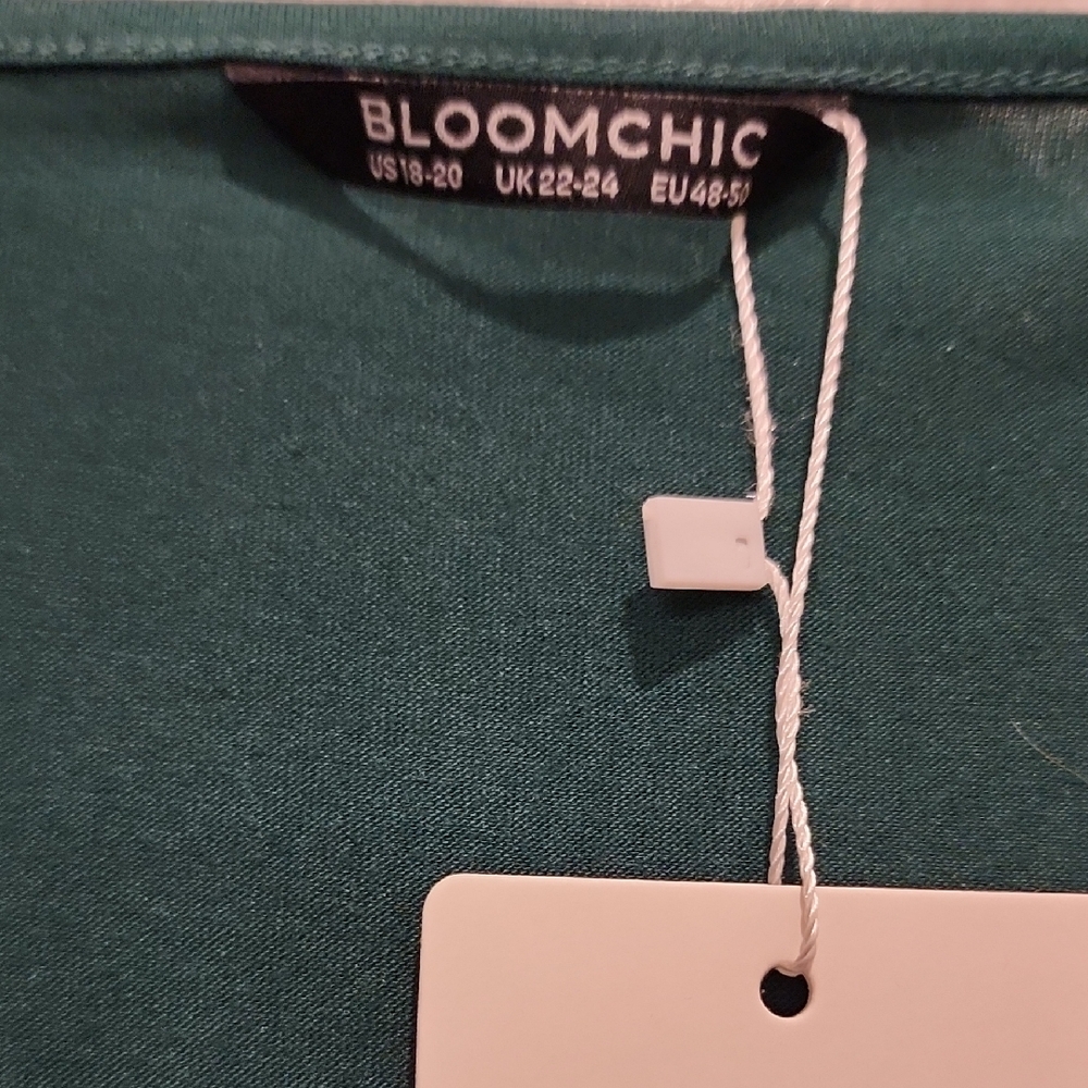 NEW Bloomchic Flutter Sleeve Lace V Neck Green Tee Shirt 2x - Picture 4 of 5